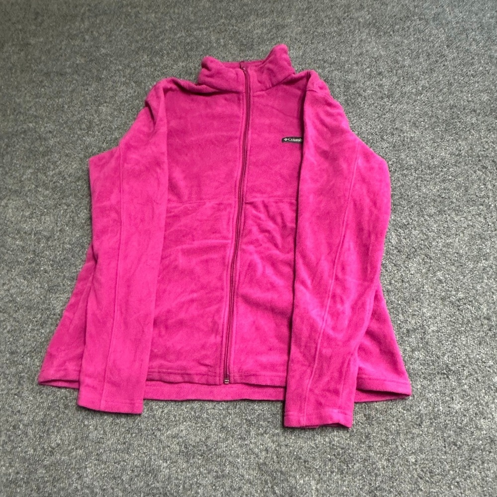 Columbia Fleece Jacket Womens Size XXL Pink Full Zip Soft Outdoor Mock Neck Warm